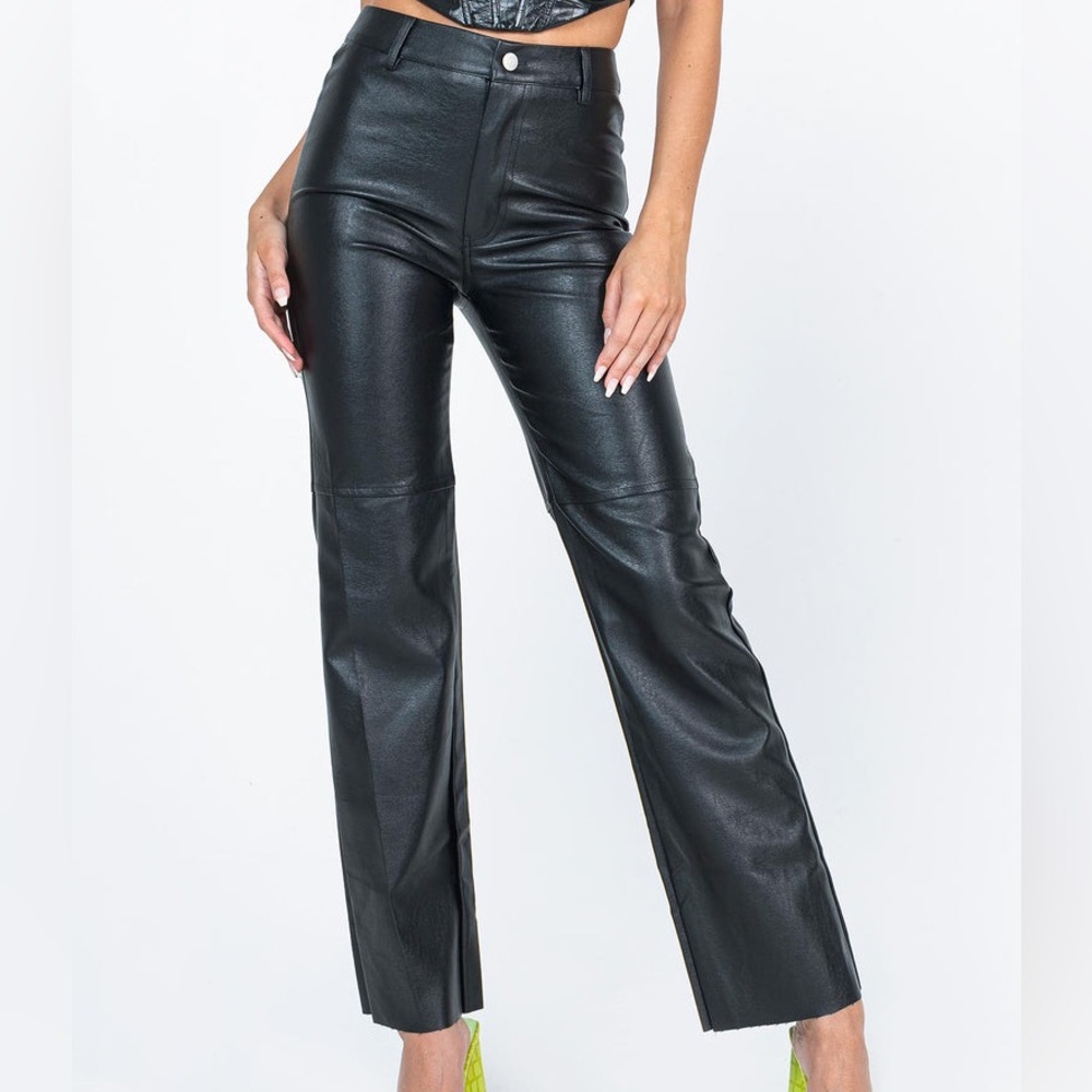 Princess Polly Faux Leather Black Pants